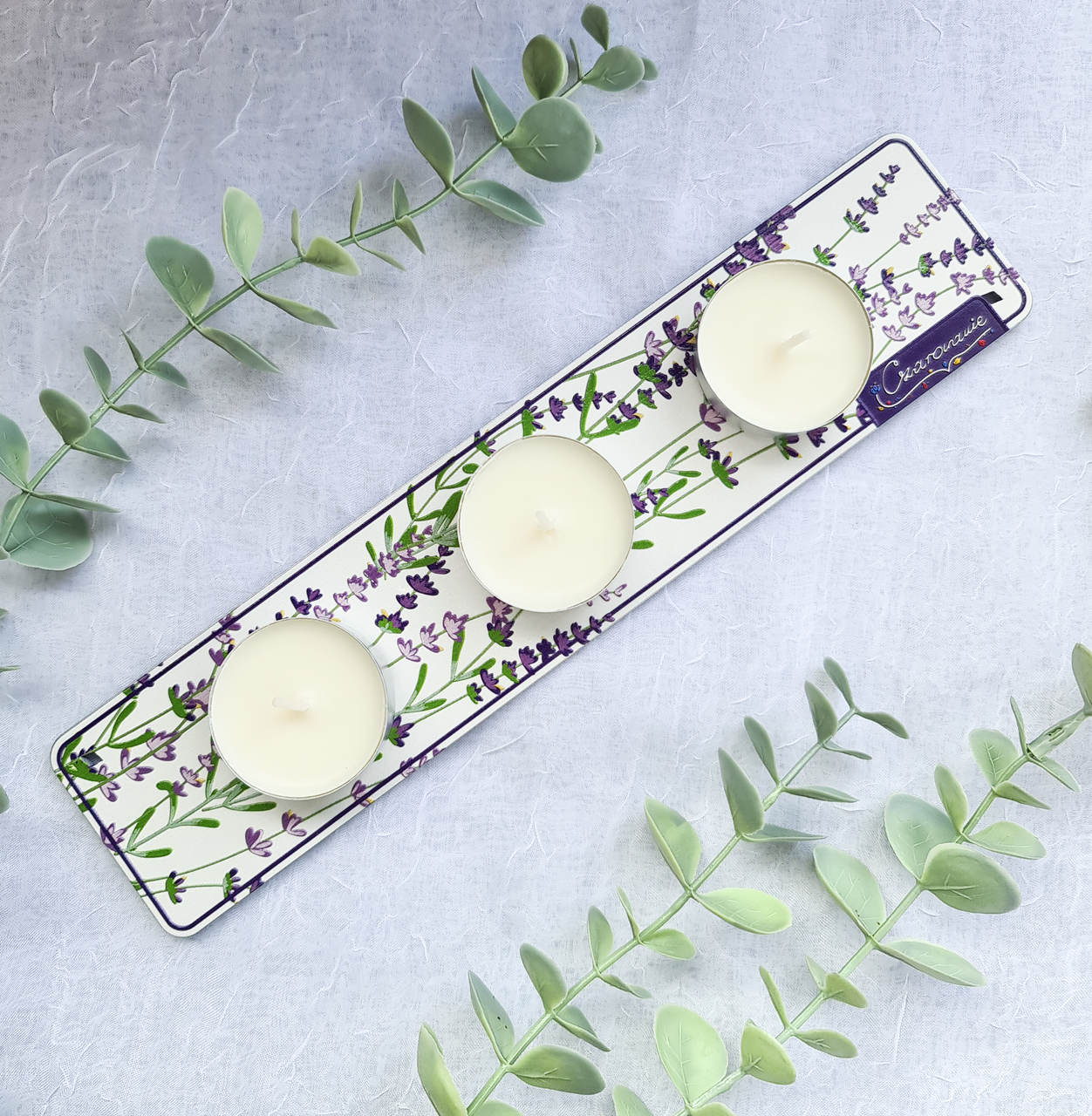 Podstawka pod świeczki tealight potrójna lawenda
