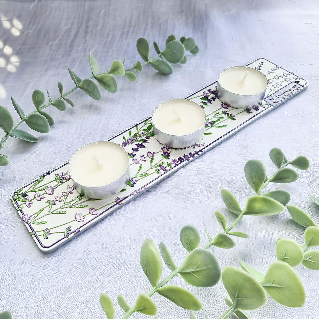 Podstawka pod świeczki tealight potrójna lawenda - obrazek 5