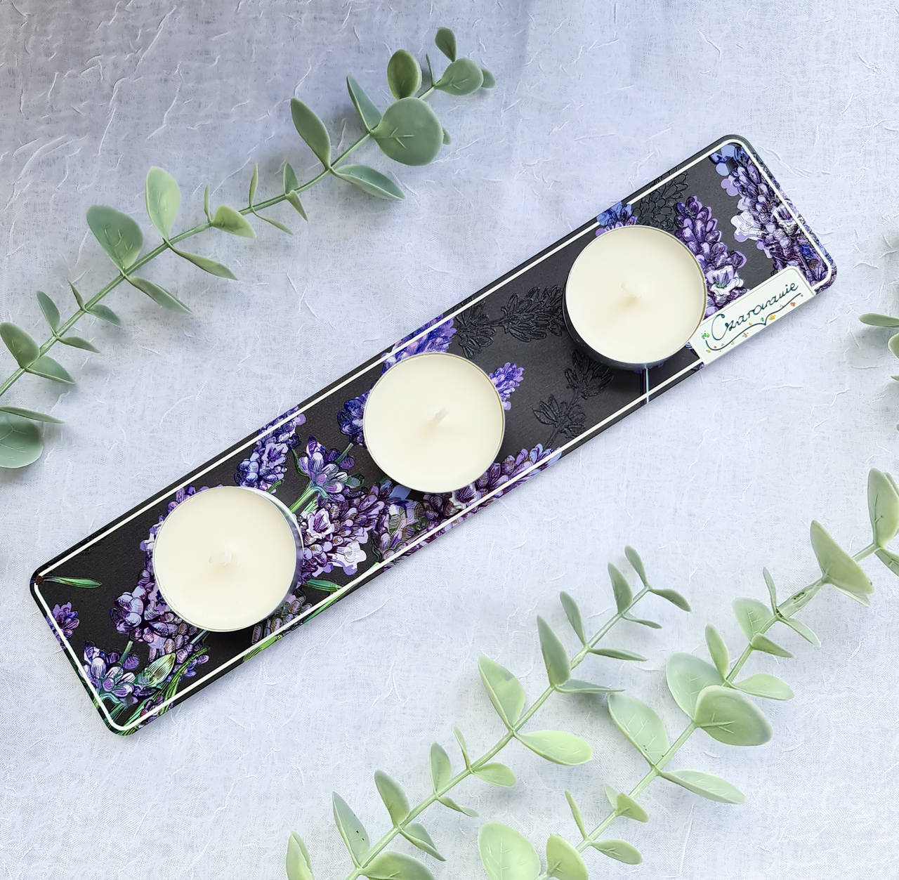 Podstawka pod świeczki tealight potrójna lawenda - obrazek 8