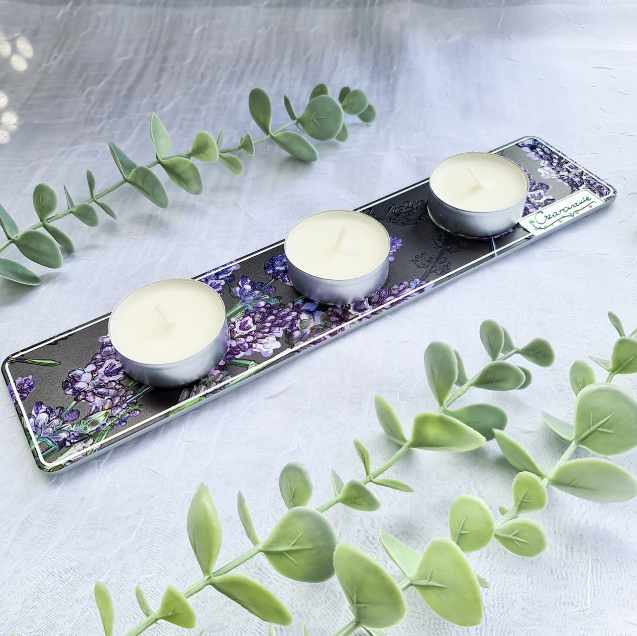 Podstawka pod świeczki tealight potrójna lawenda - obrazek 9