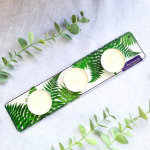 Podstawka pod świeczki tealight potrójna paprocie