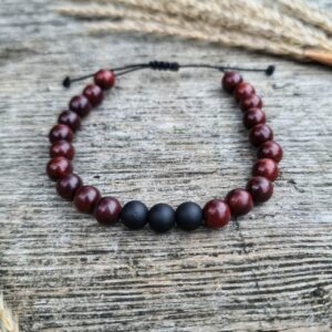 Bransoletka męska wawrzyn i black stone