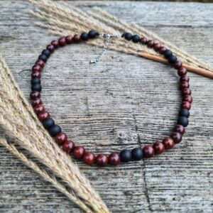 Naszyjnik męski wawrzyn i black stone